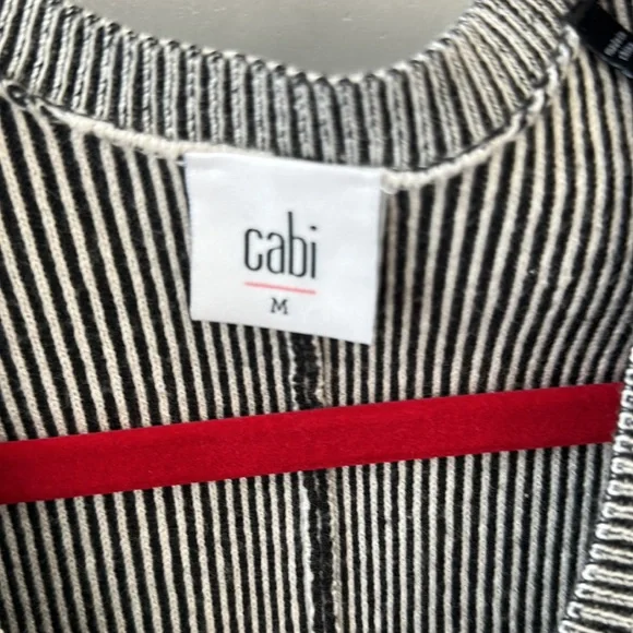Cabi short sleeve knit cardigan - black and white stripes- M - GUC - Picture 3 of 5